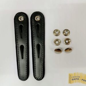 Par de Fecho de Fole Mod. Pingo D'água Couro/Veludo (14,5cm) - Made in Italy - Cód.24