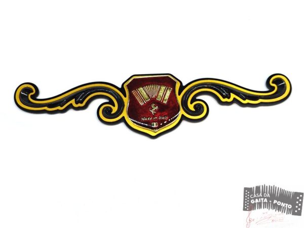 Florão Pequeno Completo Dourado c/ Brasão Made in Italy Mod. Acordeon Vermelho Escuro – Cód.420-15