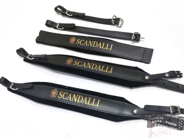 Conj. Alças de Ombro e Baixos Super Luxo Scandalli Mod. Italiano p/ Gaita Ponto c/ 6cm de Largura Couro/Veludo - Cód.CVS553-3