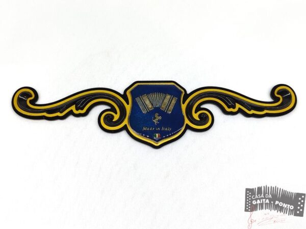 Florão Pequeno Completo Dourado c/ Brasão Made in Italy Acordeon Azul – Cód.420-18