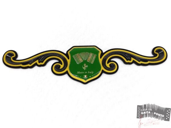 Florão Pequeno Completo Dourado c/ Brasão Made in Italy Acordeon Verde – Cód.420-19