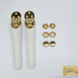 Par de Fechos de Fole Mod. Italiano Tamanho Pequeno na Cor Branco/Dourado - Cód.026D-8